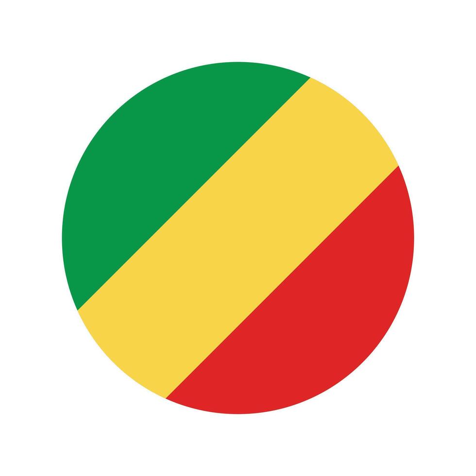 National Flag of Republic of the Congo. Republic of the Congo Flag. Republic of the Congo Round flag. vector