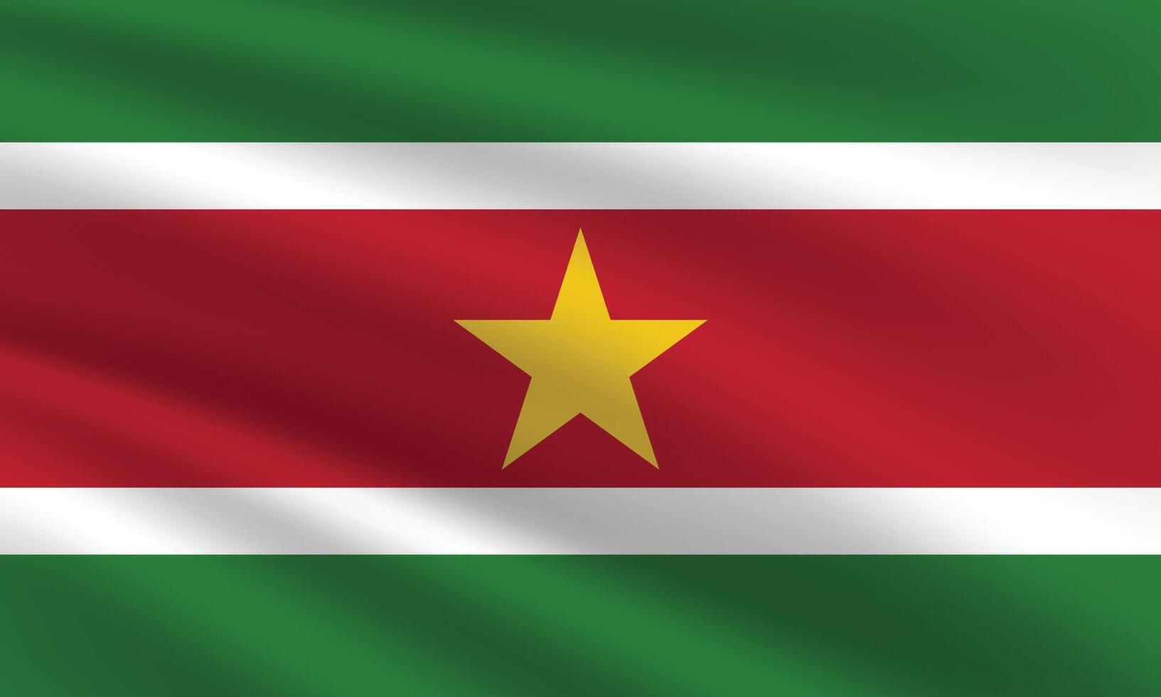 National flag of Suriname. Suriname Flag. Waving Suriname flag. vector
