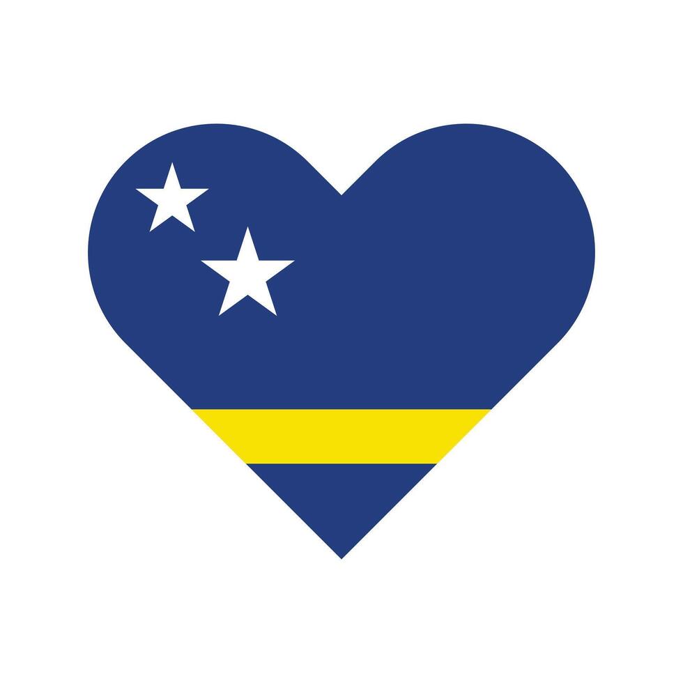 National flag of Curacao. Curacao Flag. Curacao Heart flag. vector