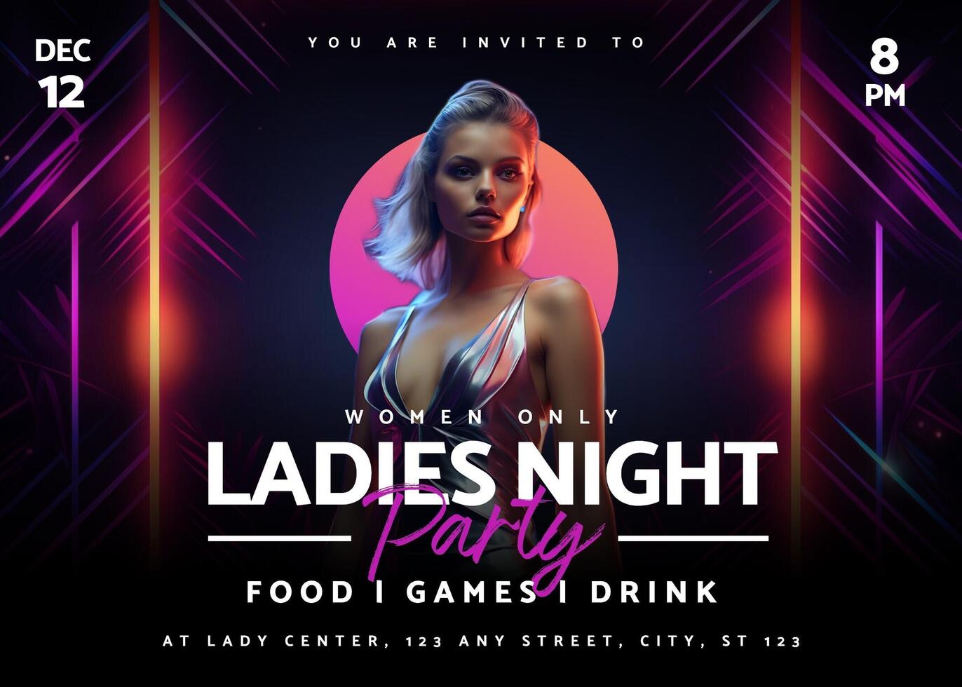 Ladies Night Party Invitation Card Template