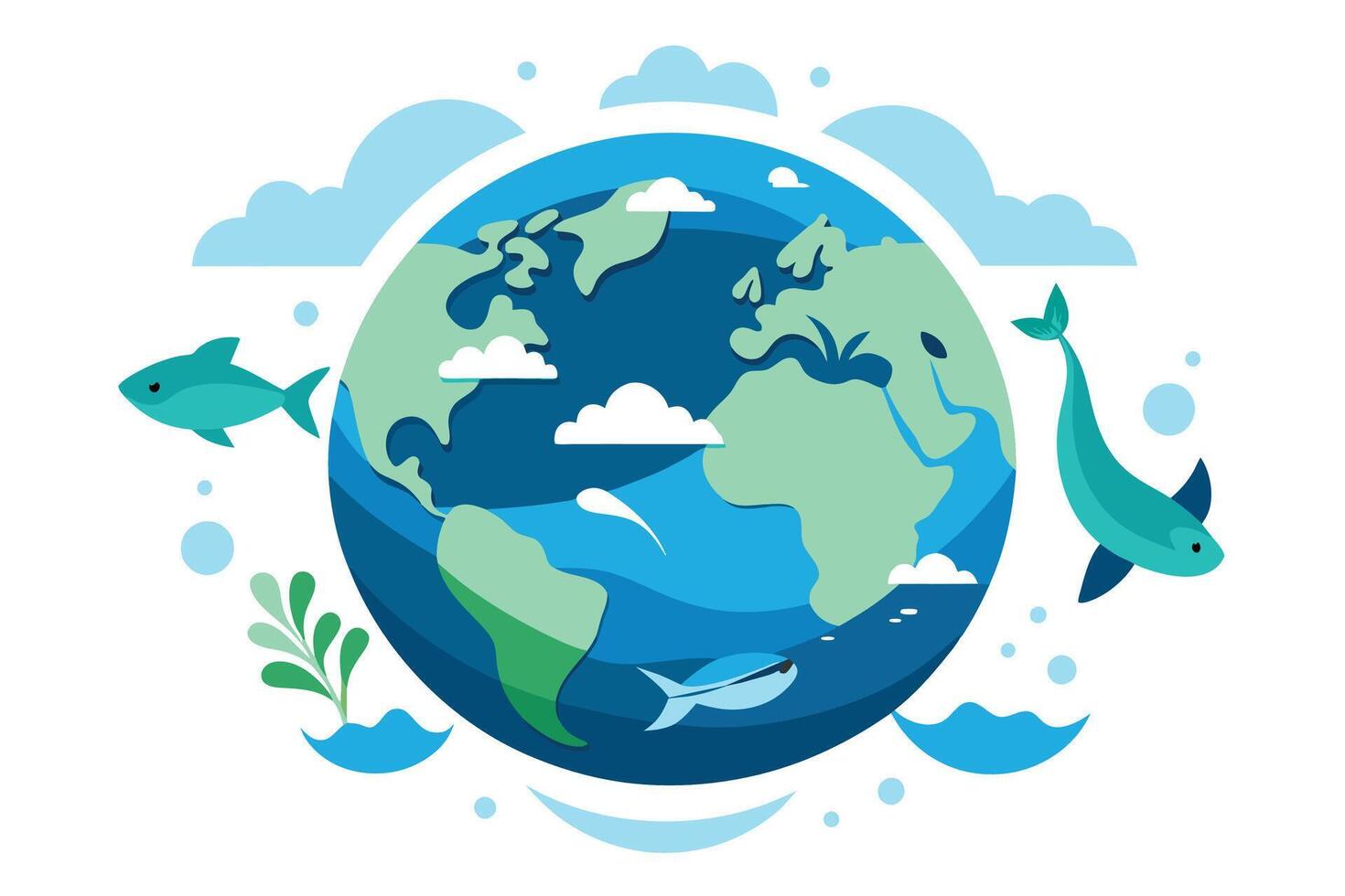 World Oceans Day vector