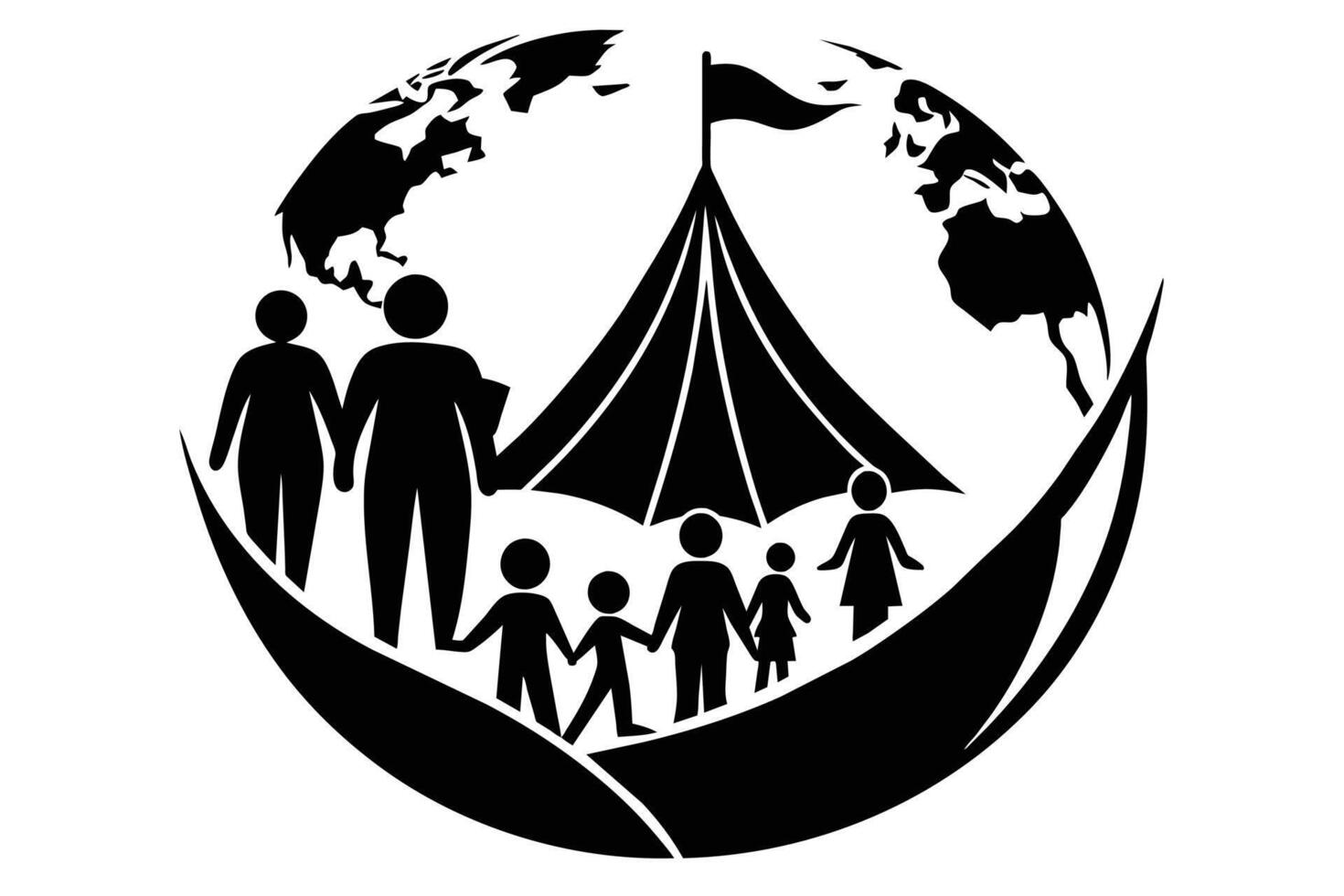 World Refugee Day Illustration Silhouetted vector