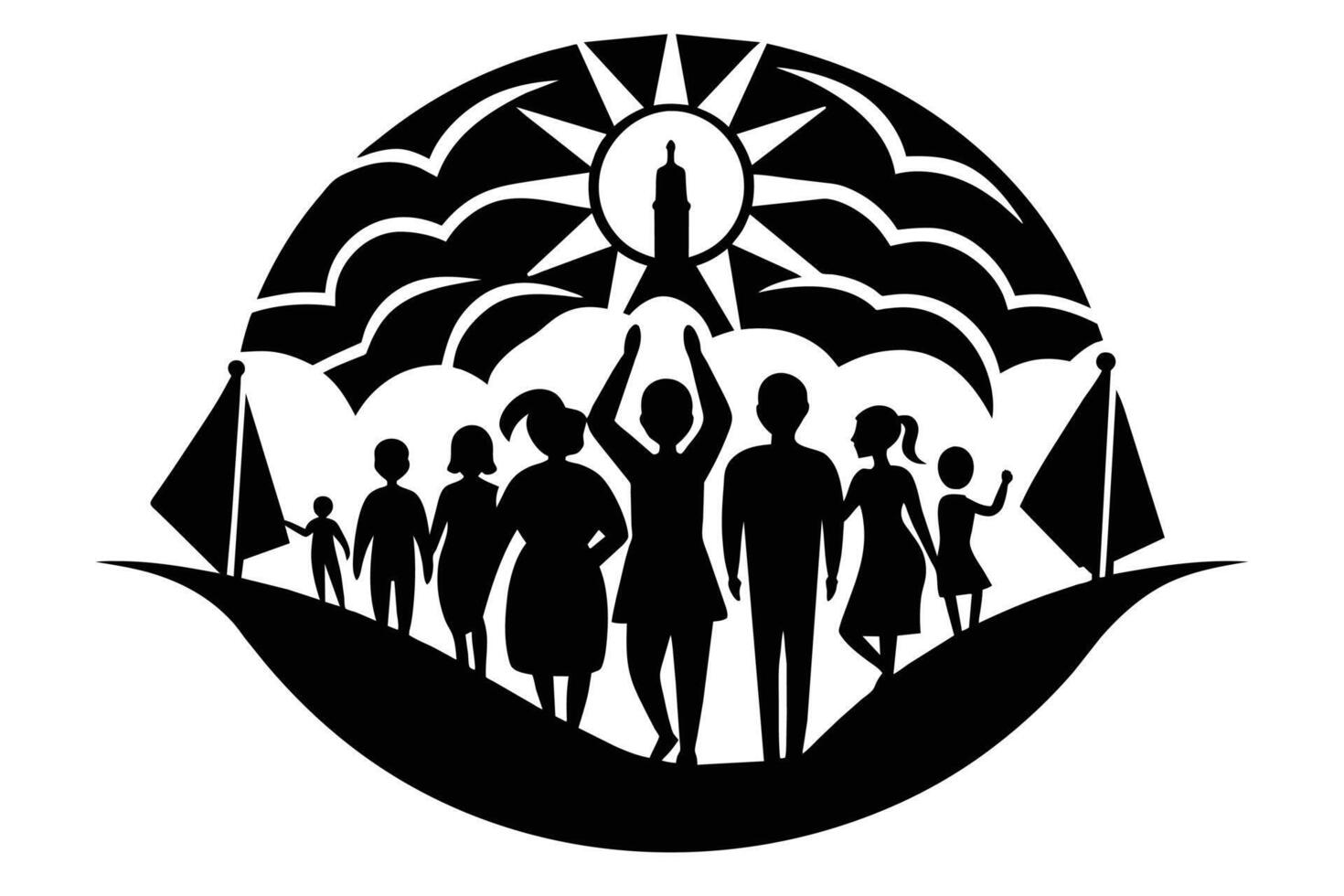 World Refugee Day Illustration Silhouetted vector