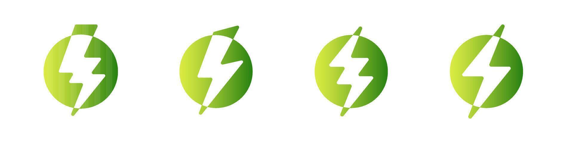 verde eco energía logo trueno energía y destello tornillo icono vector