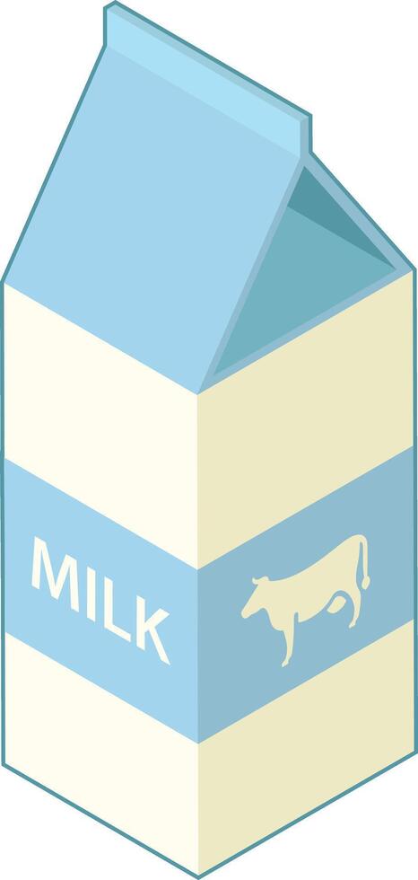 Leche caja de cartón con vaca etiqueta vector