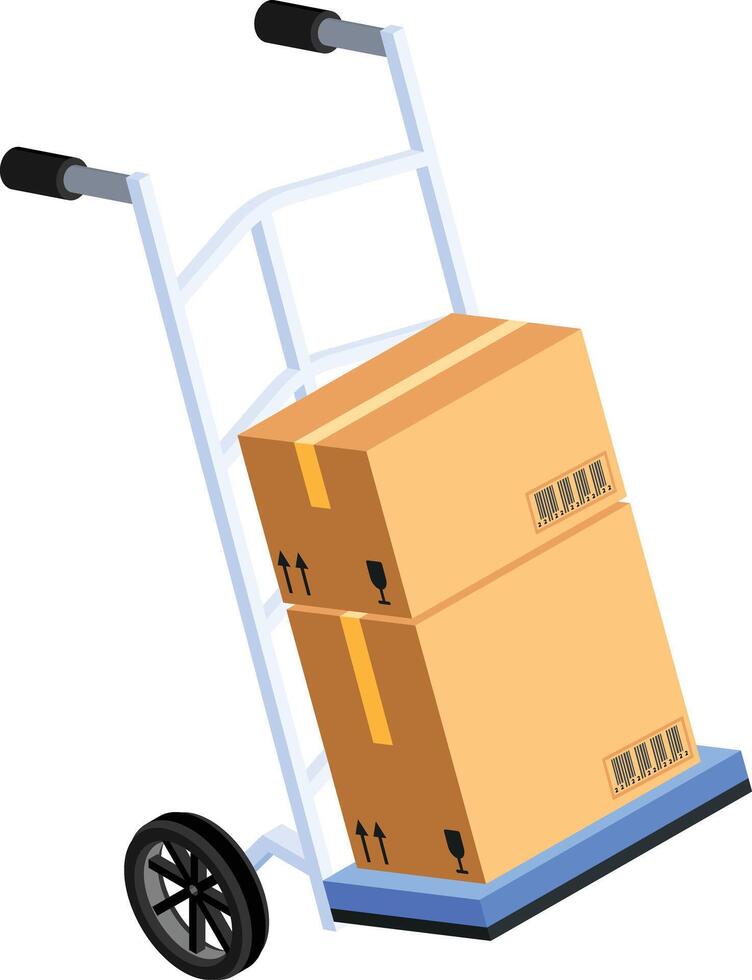Hand Truck Delivering Boxes vector