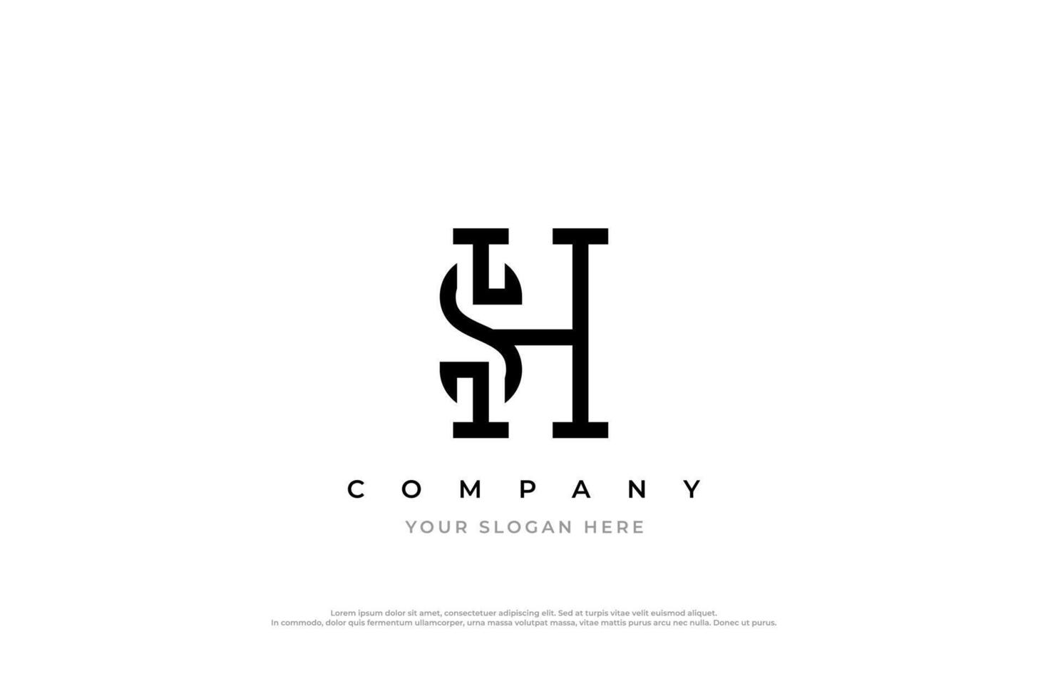 Minimal Letter SH Logo Design vector
