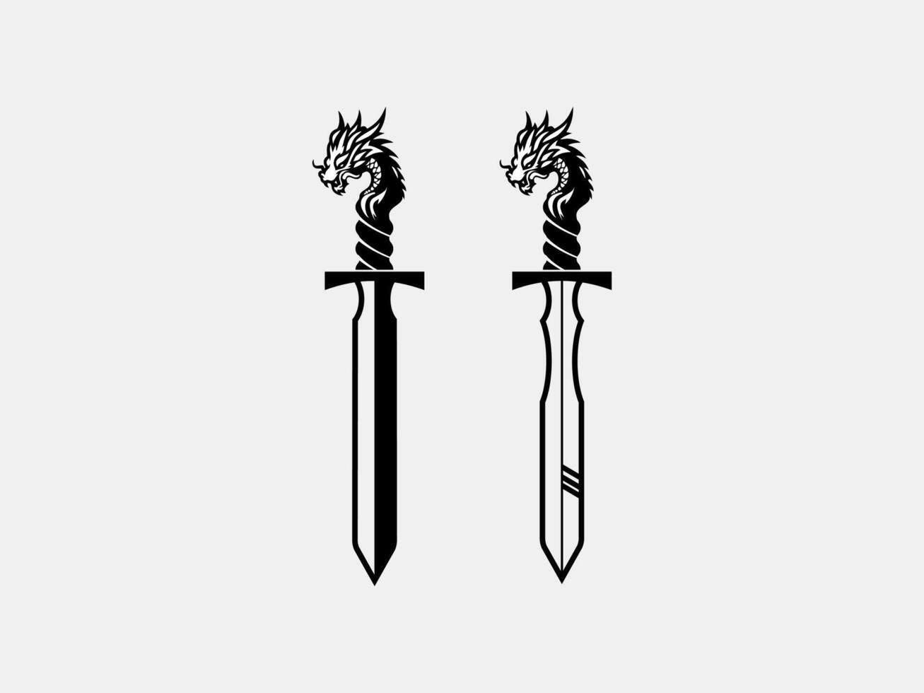 two swords with dragon heads on them vector