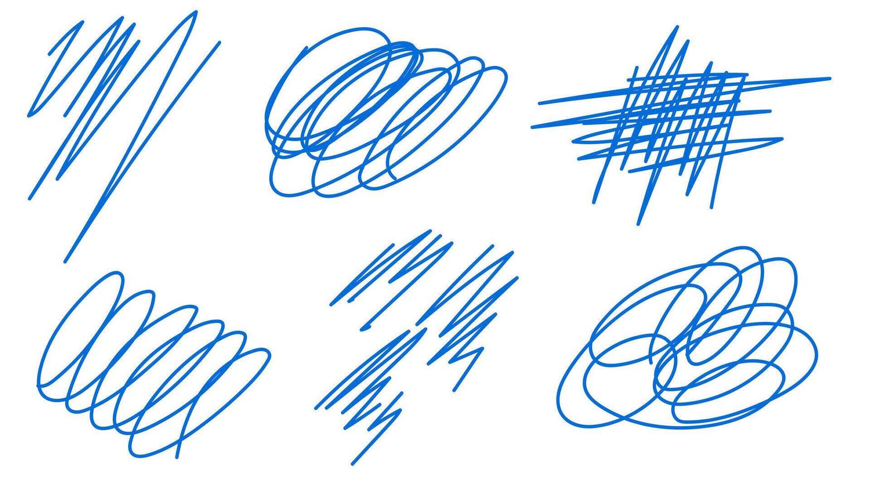 Abstract doodle illustration with blue scribbles and lines on a white background vector