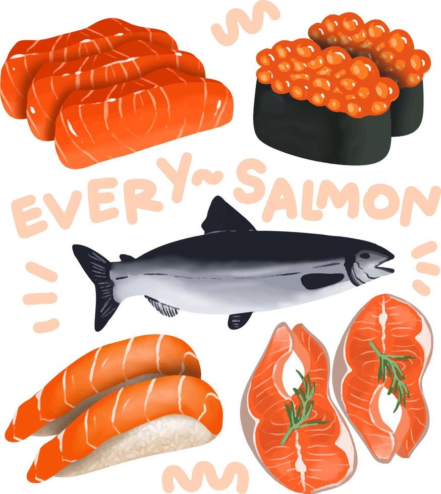 every salmon element food design. vector