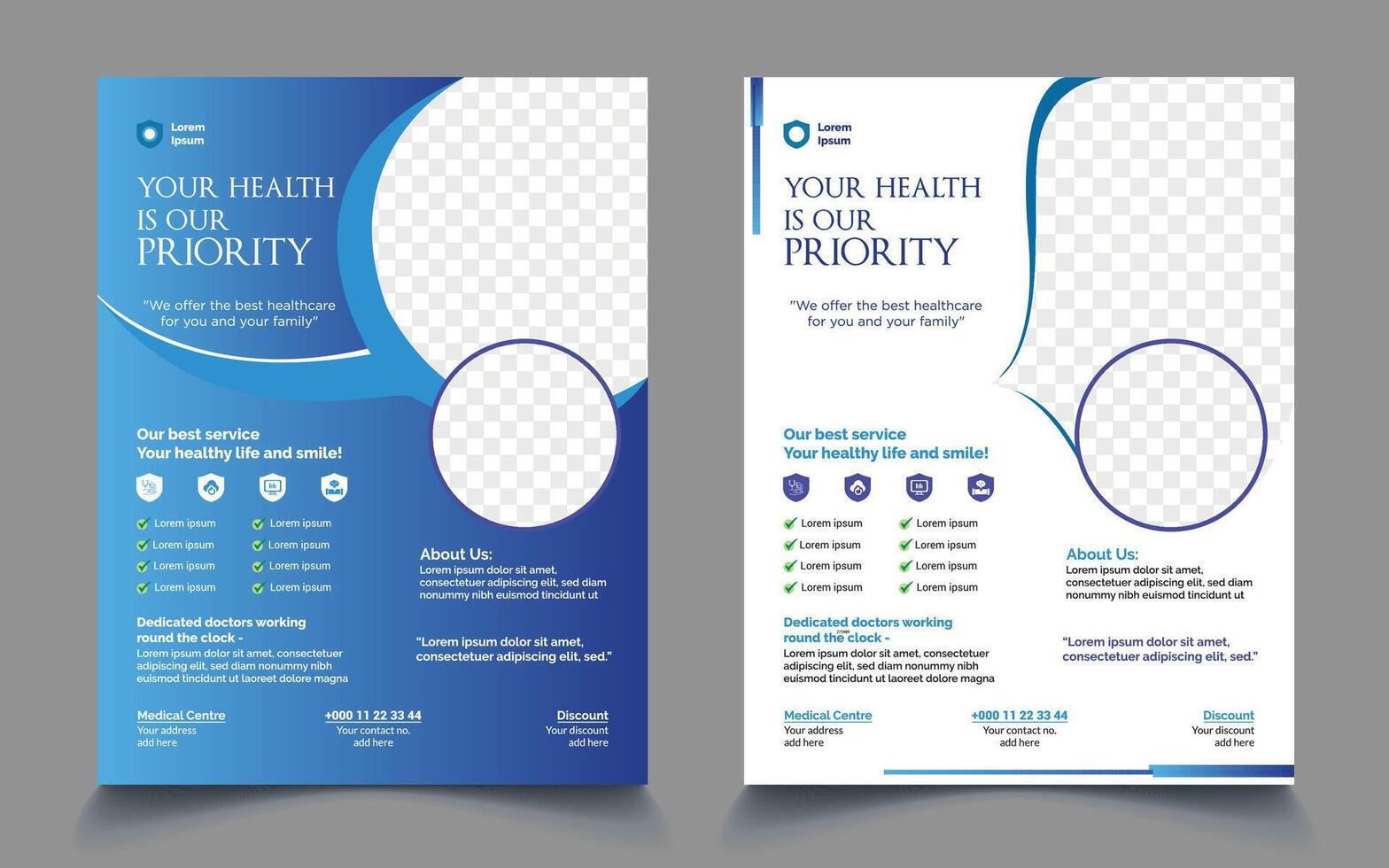 Medical Flyer Template Set, Healthcare Flyer design Layout vector