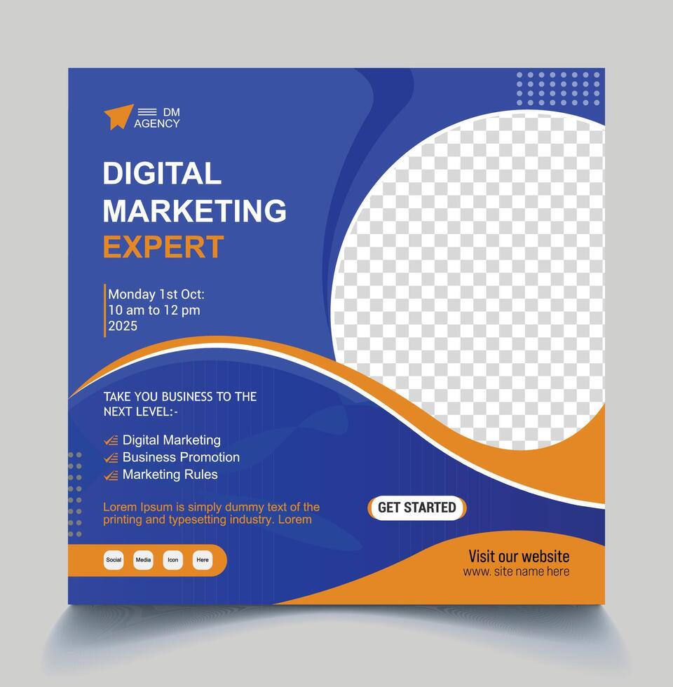 Editable Digital Marketing Agency Post Template, Business sbanner promotion ads sales and discount banner template design vector