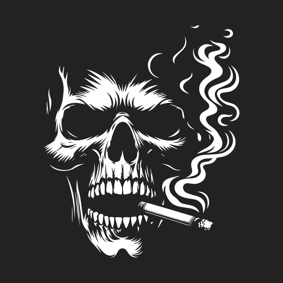 Smoking cowboy skull silhouette for print design vector