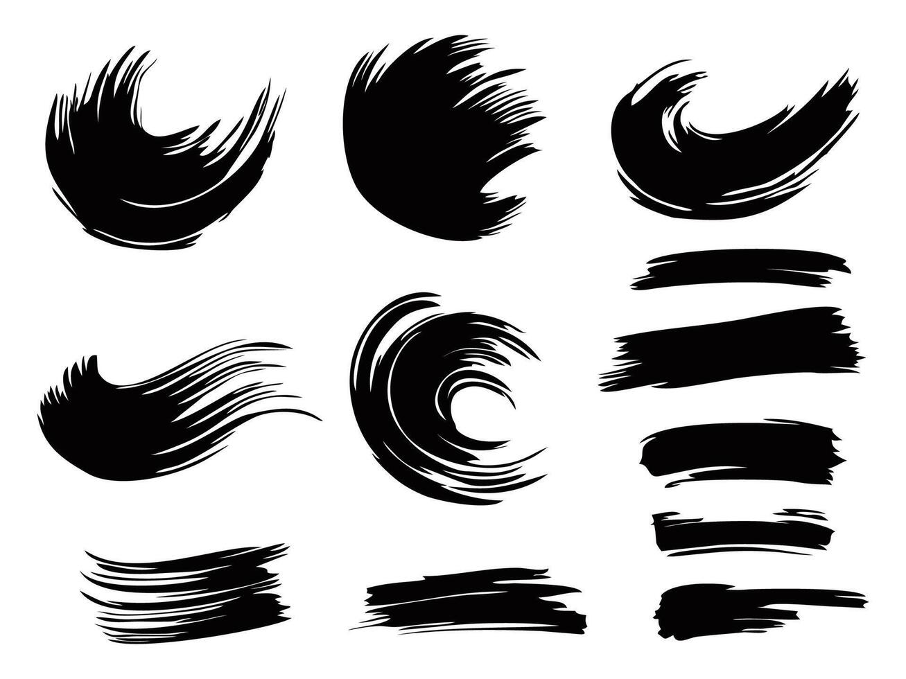 Brush strokes. paintbrush set, brush strokes templates. Grunge design elements. Dirty distress texture banners. Grungy painted objects. vector