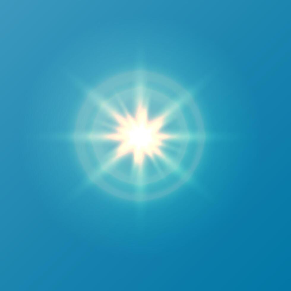 yellow sun with rays on a blue background. . summer banner vector