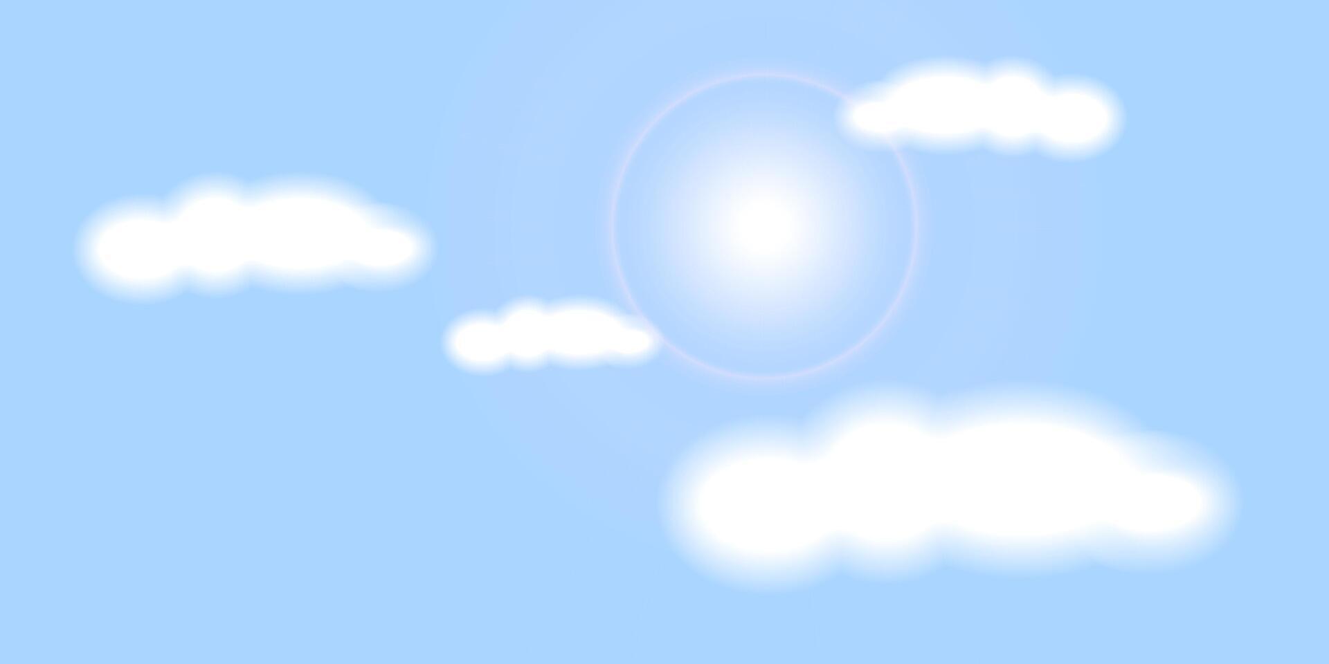 summer banner. bright sun and white clouds in a blue sky. . vector