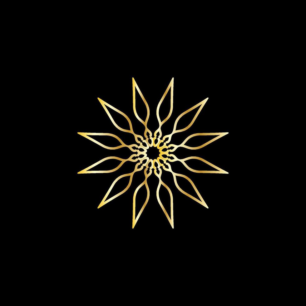 Mandala. Gold decorative element. Picture for coloring. Abstract circular ornament with stylized leaves vector