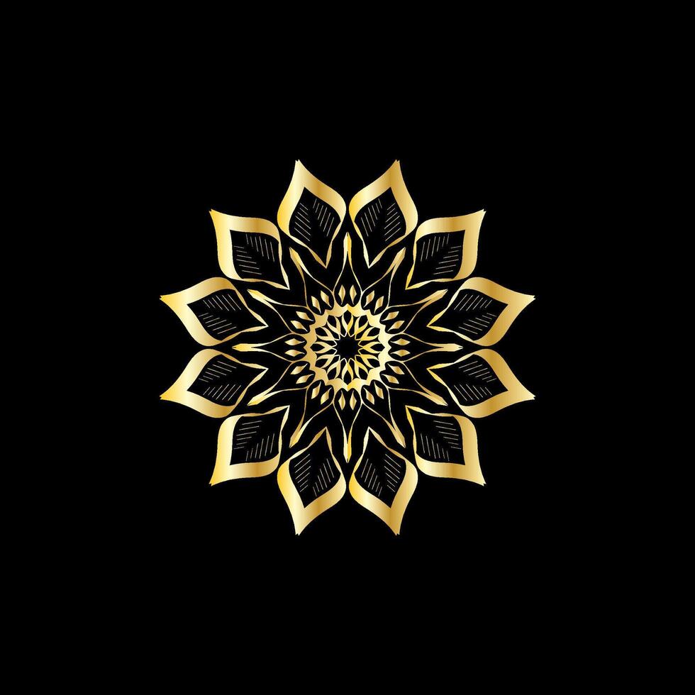 Mandala. Gold decorative element. Picture for coloring. Abstract circular ornament with stylized leaves vector