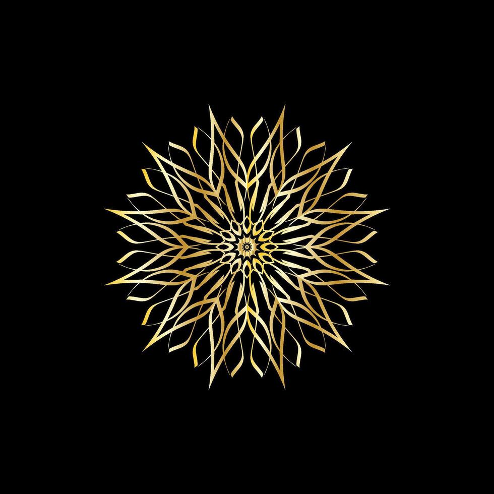 Mandala. Gold decorative element. Picture for coloring. Abstract circular ornament with stylized leaves vector