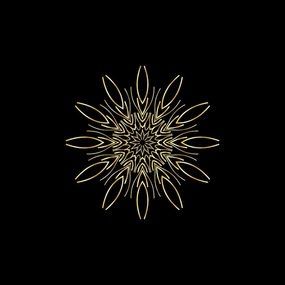 Mandala. Gold decorative element. Picture for coloring. Abstract circular ornament with stylized leaves vector