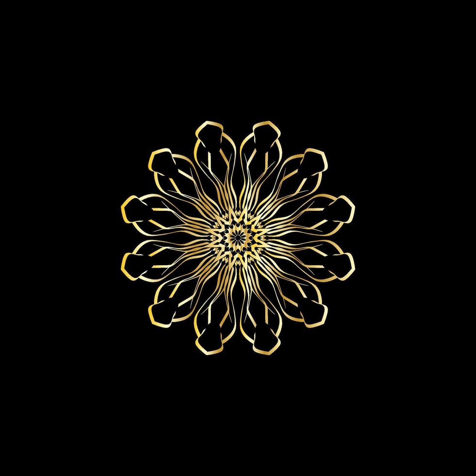 Mandala. Gold decorative element. Picture for coloring. Abstract circular ornament with stylized leaves vector