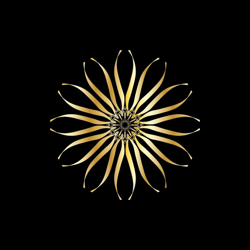 Mandala. Gold decorative element. Picture for coloring. Abstract circular ornament with stylized leaves vector