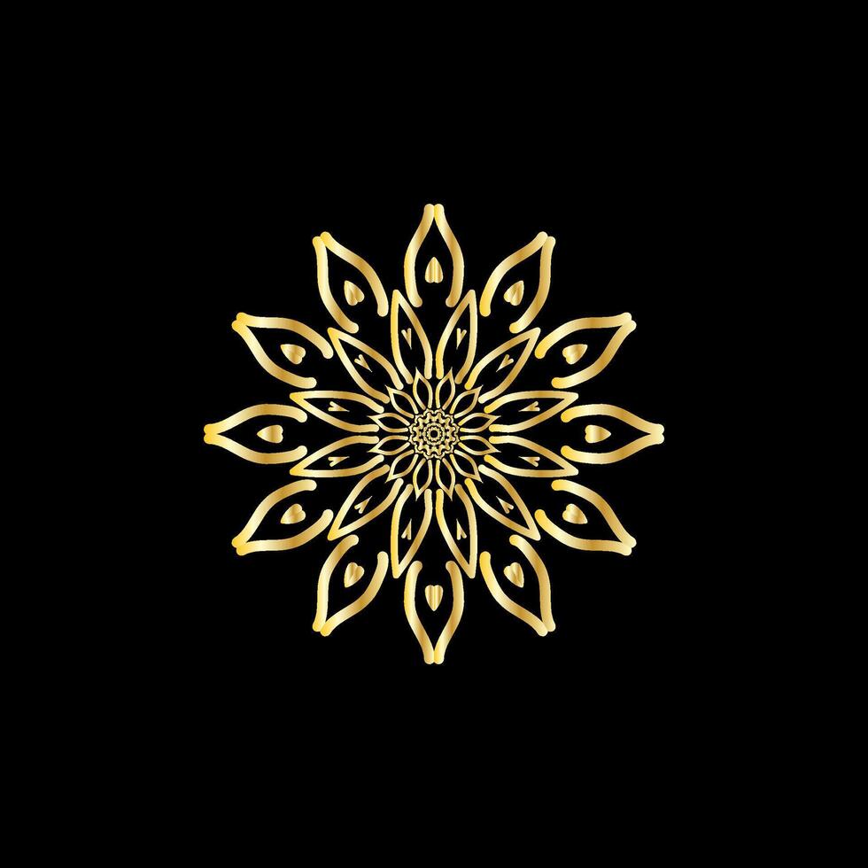 Mandala. Gold decorative element. Picture for coloring. Abstract circular ornament with stylized leaves vector