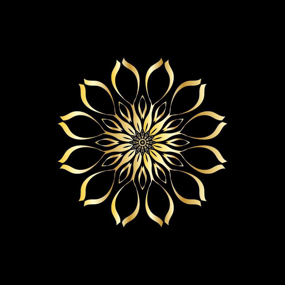 Mandala. Gold decorative element. Picture for coloring. Abstract circular ornament with stylized leaves vector