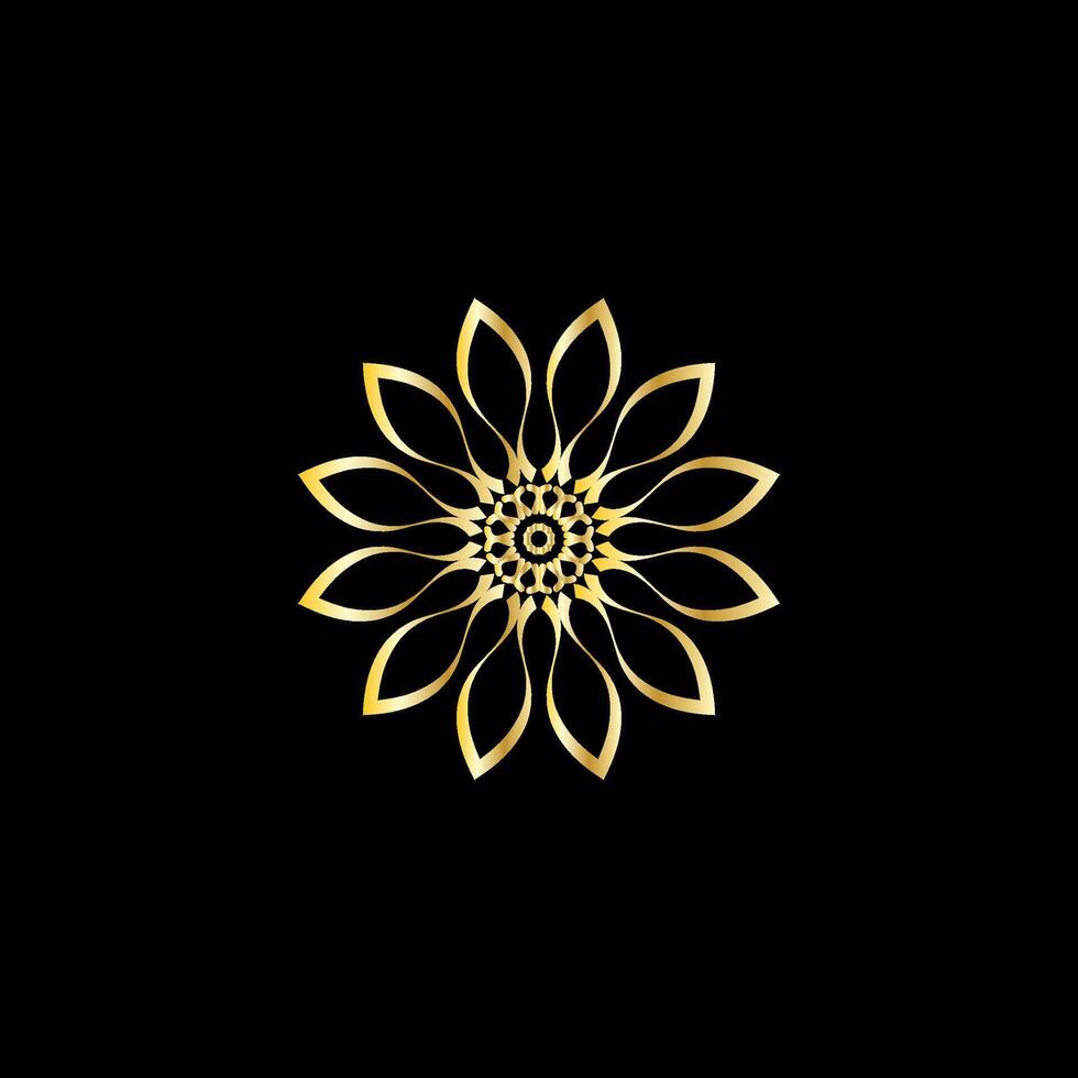 Mandala. Gold decorative element. Picture for coloring. Abstract circular ornament with stylized leaves vector