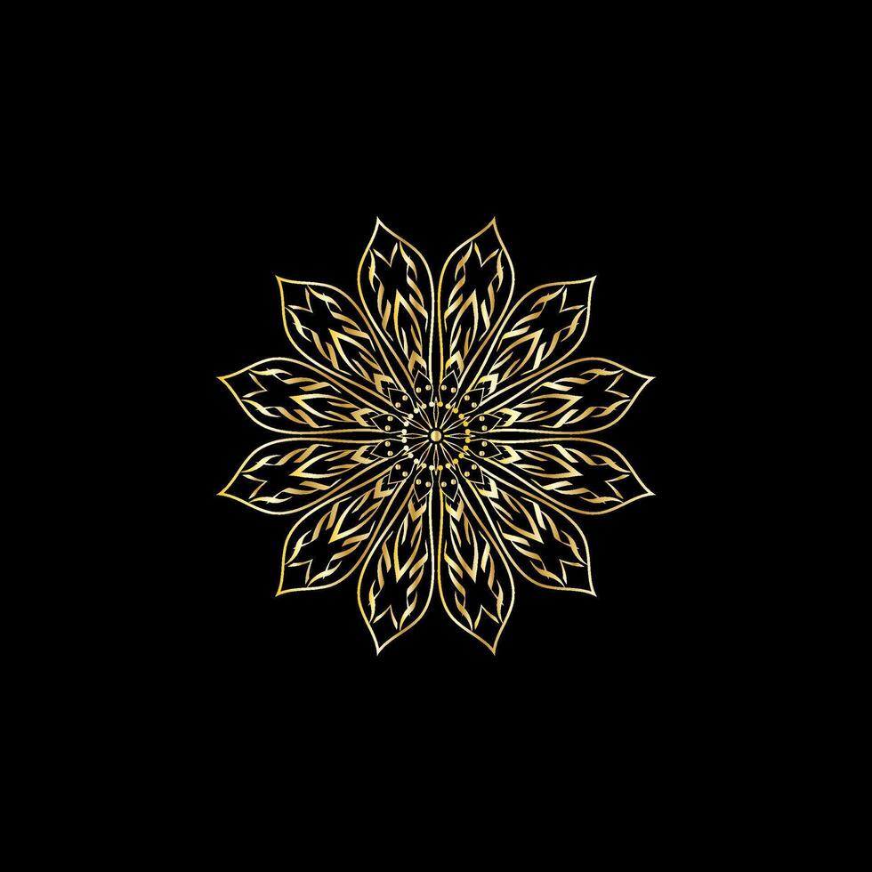 mándala oro decorativo elemento. imagen para colorante. resumen circular ornamento con estilizado hojas vector