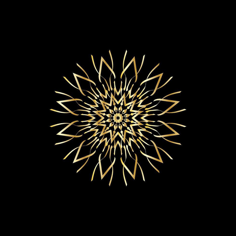 Mandala. Gold decorative element. Picture for coloring. Abstract circular ornament with stylized leaves vector