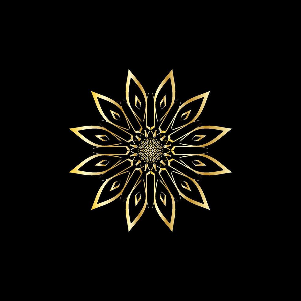 Mandala. Gold decorative element. Picture for coloring. Abstract circular ornament with stylized leaves vector