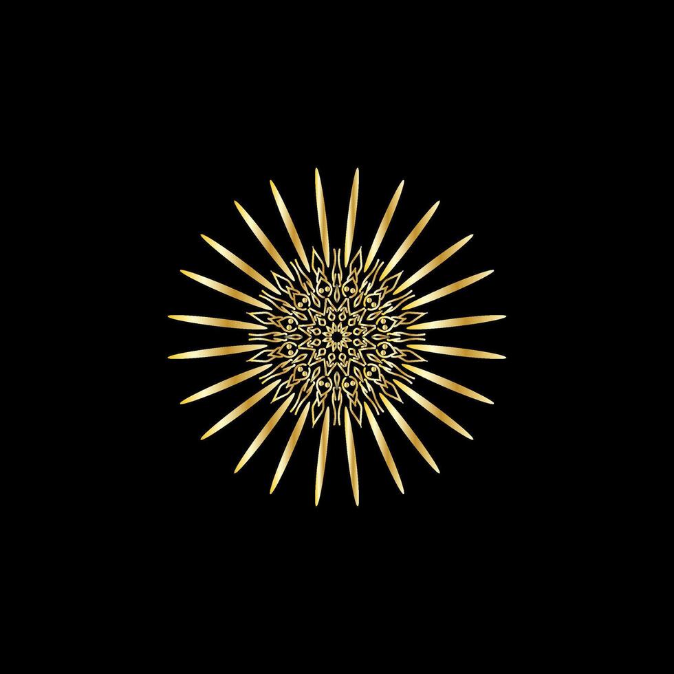 Mandala. Gold decorative element. Picture for coloring. Abstract circular ornament with stylized leaves vector