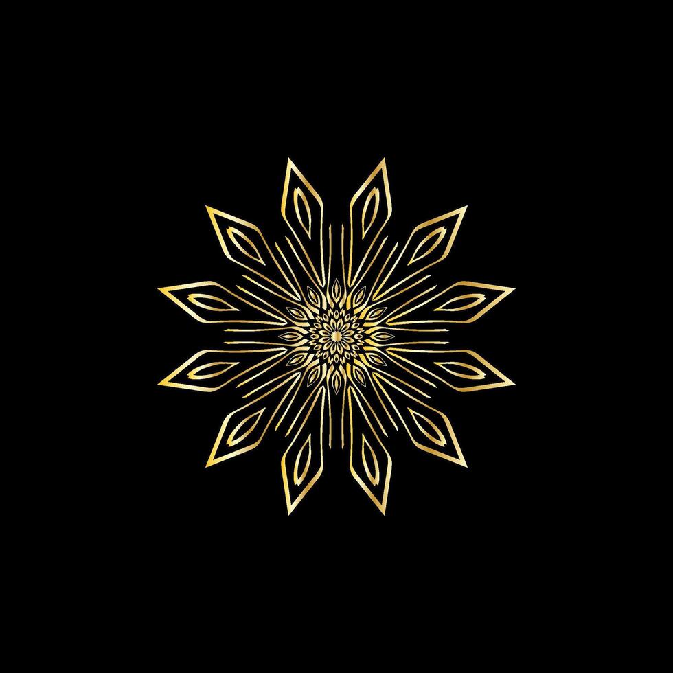 Mandala. Gold decorative element. Picture for coloring. Abstract circular ornament with stylized leaves vector