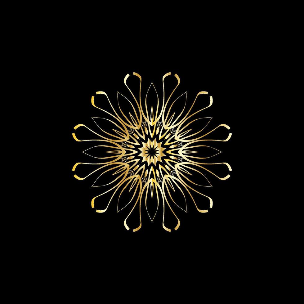 Mandala. Gold decorative element. Picture for coloring. Abstract circular ornament with stylized leaves vector