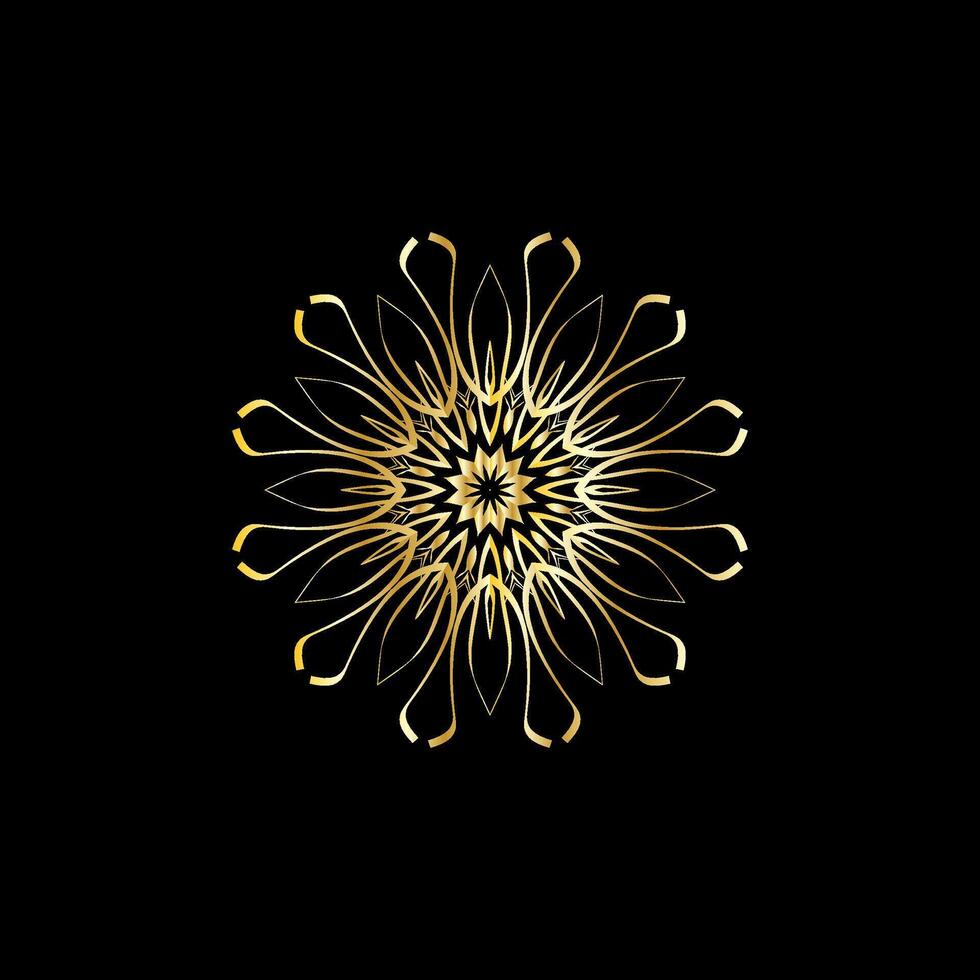 Mandala. Gold decorative element. Picture for coloring. Abstract circular ornament with stylized leaves vector