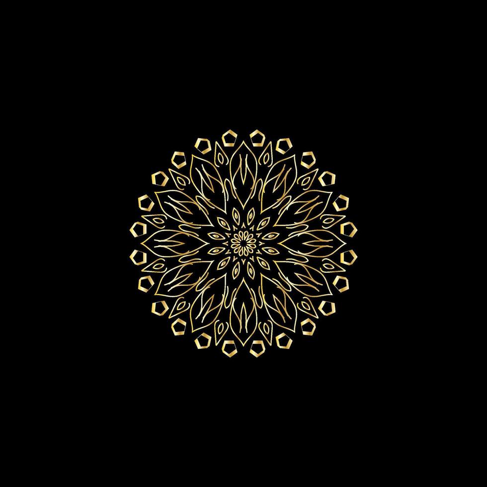 Mandala. Gold decorative element. Picture for coloring. Abstract circular ornament with stylized leaves vector