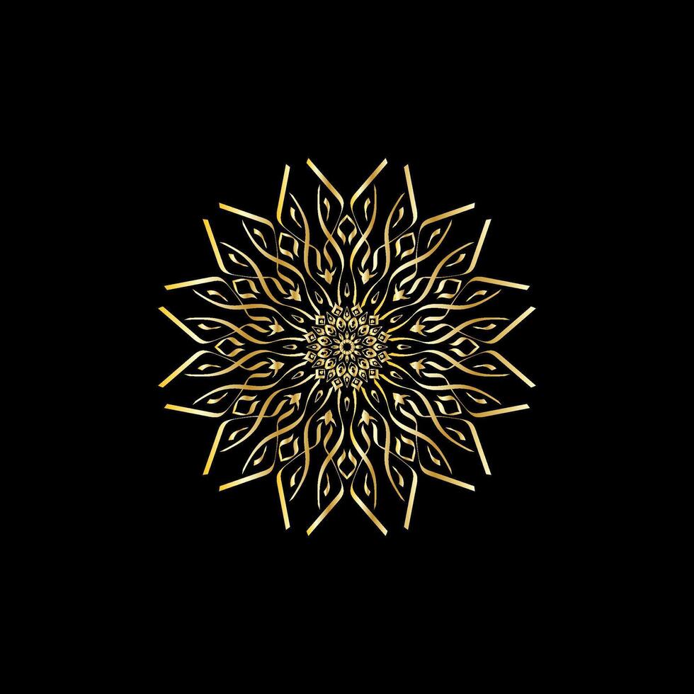 Mandala. Gold decorative element. Picture for coloring. Abstract circular ornament with stylized leaves vector