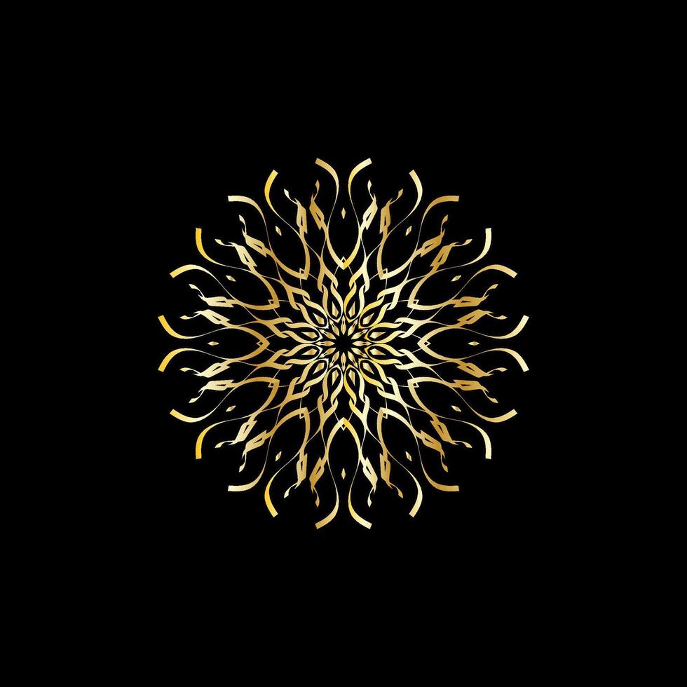 mándala oro decorativo elemento. imagen para colorante. resumen circular ornamento con estilizado hojas vector