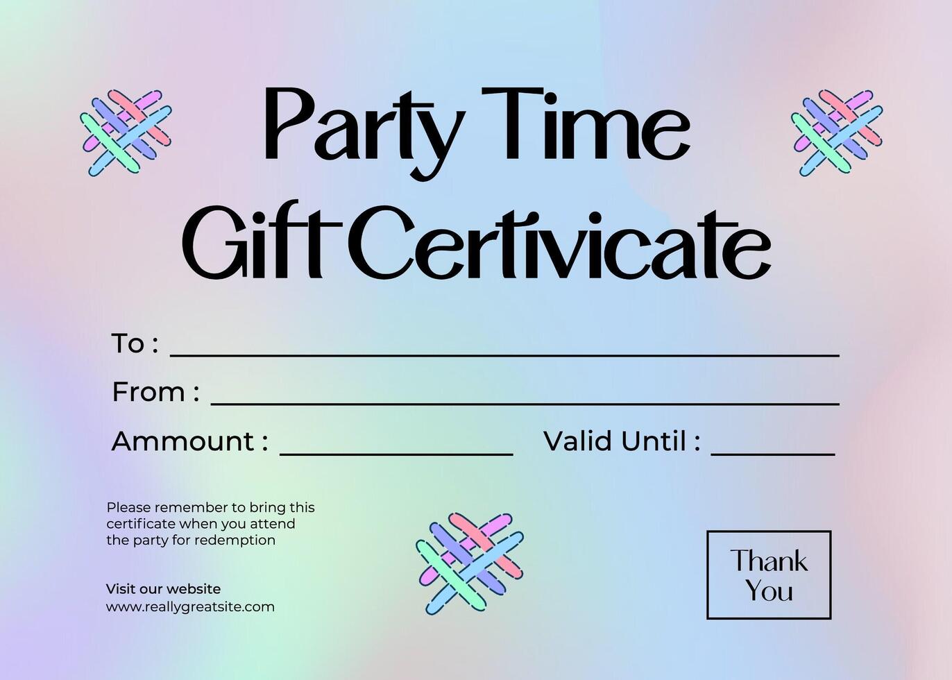 Gift Certificate Party template