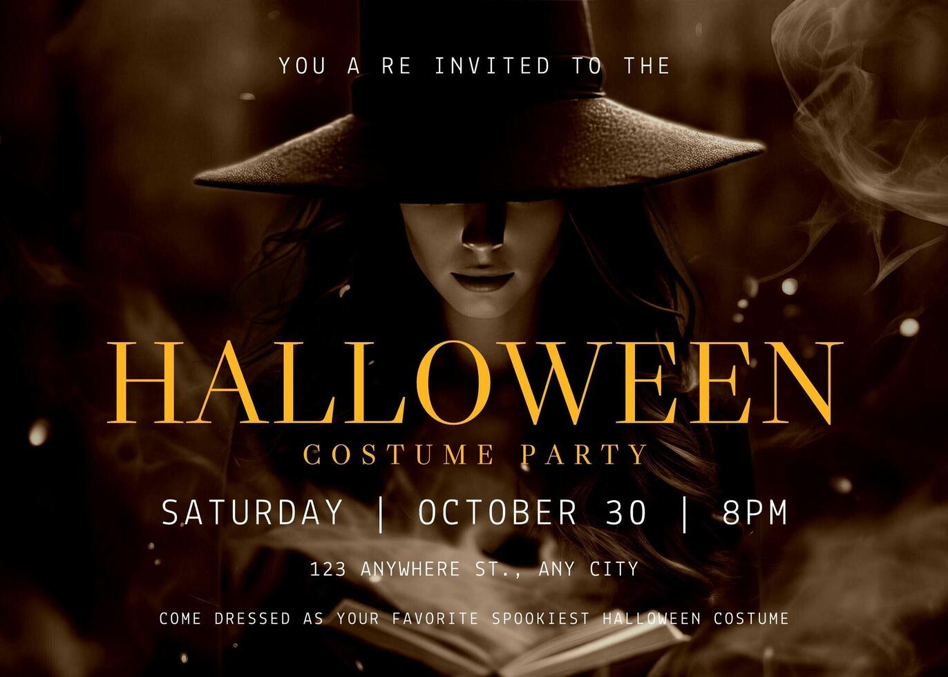 Minimalist Halloween Costume Party Invitation Card template