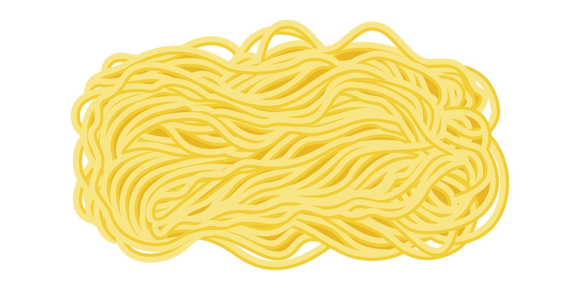 Isolated yellow ramen noodles. Abstract pattern of Italian spaghetti pasta, macaroni. Asian food. vector