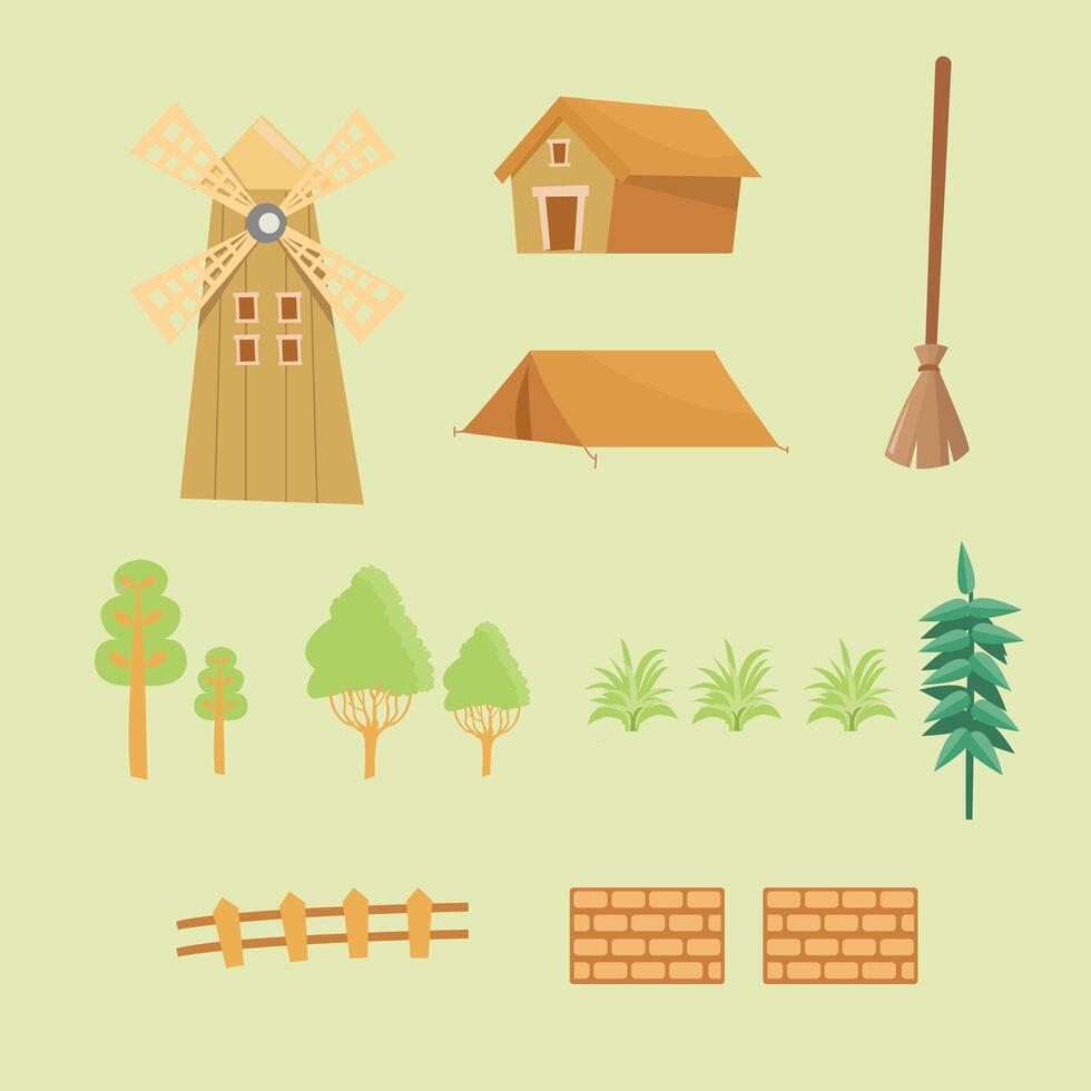 Illustration of the things found at the farm, perfect for farm icon or for kids product background image vector