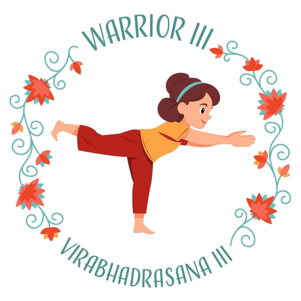 Girl doing yoga Warrior 3 pose vector