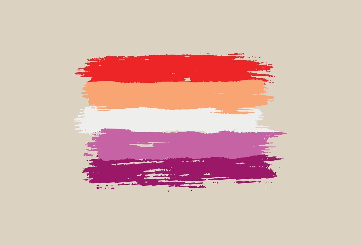 Grunge lesbian pride flag. Hand drawn illustration isolated on beige background. vector