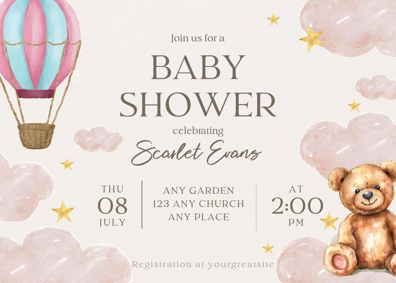 baby shower invitation landscape tempate template