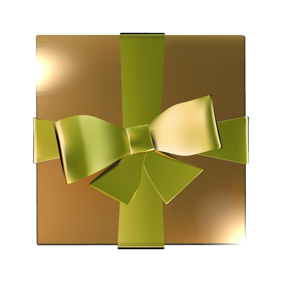 3D realistic golden gift box top view vector