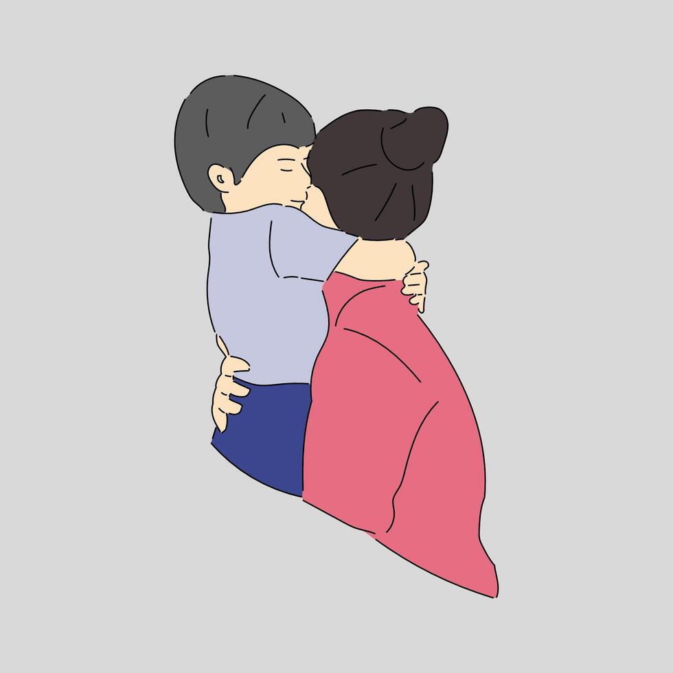 Illustration Tender Moment of Motherly Affection vector