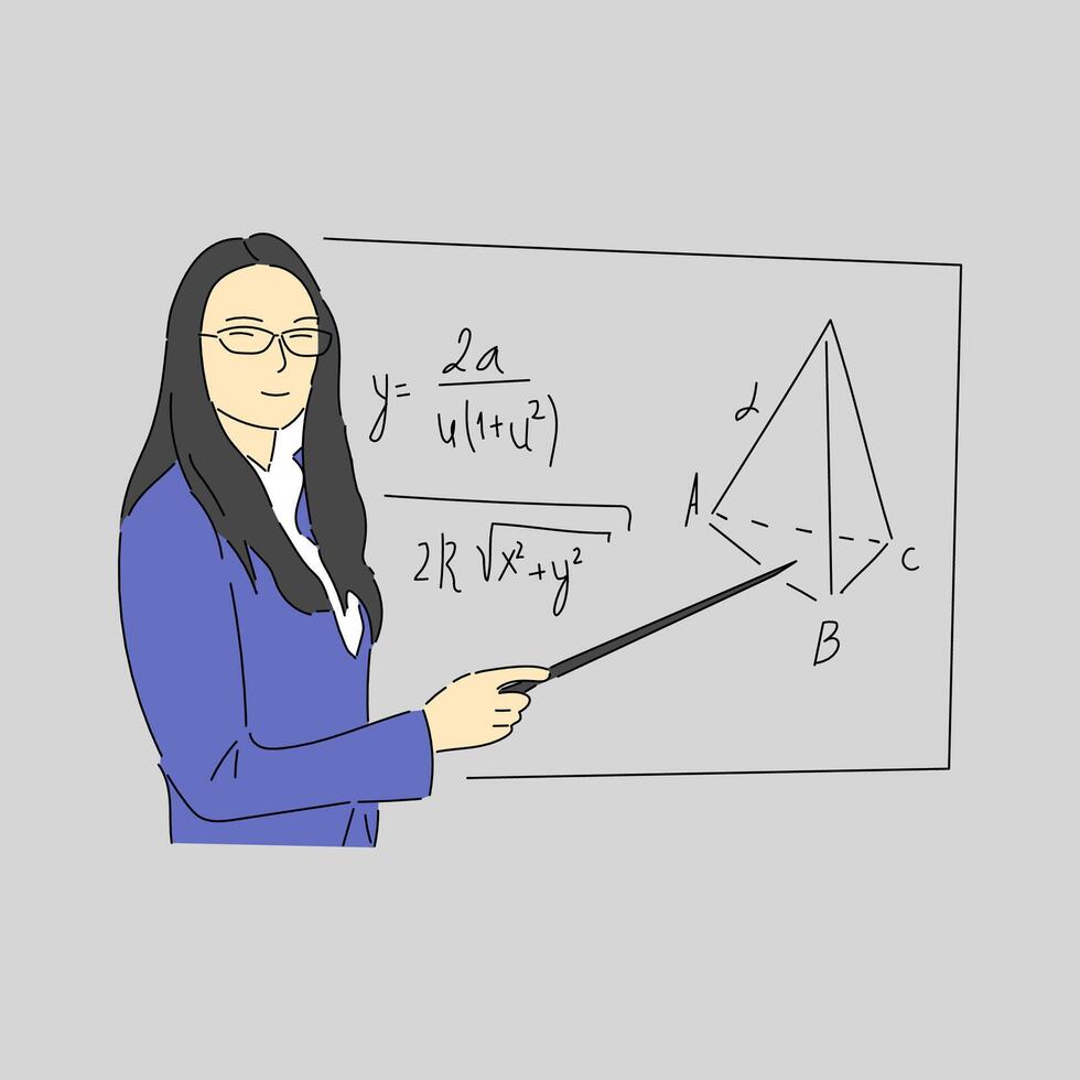 Illustration Educator Imparting Complex Mathematical Concepts vector