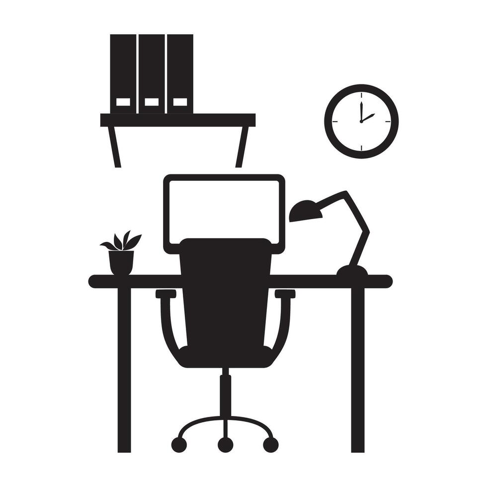 workspace silhouette design. business office sign and symbol. vector